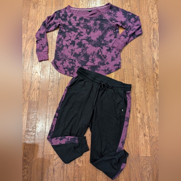 Torrid Active Sweatpants Size 2x & Active Sweatshirt 1x Black And Purple Tie Dye - Picture 4 of 14